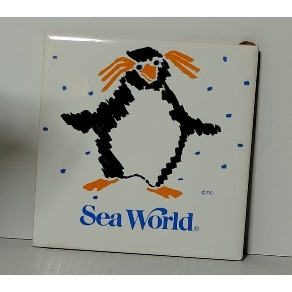 SeaWorld Penguin Tile Coaster Drink Coaster Souvenir Home Decor - Picture 3 of 7
